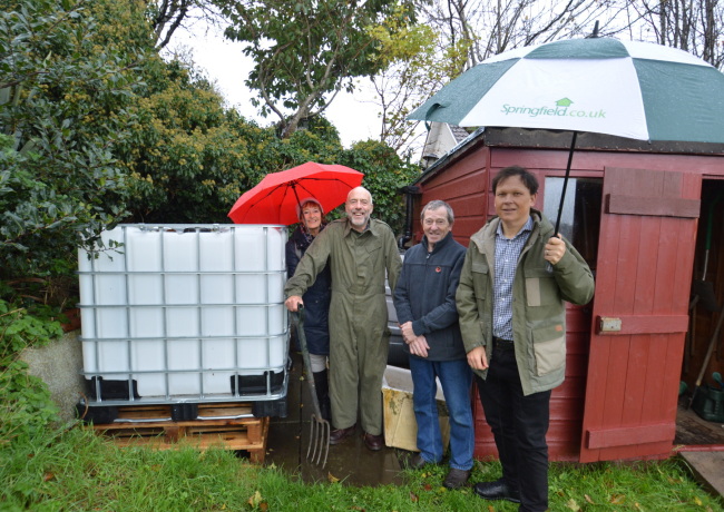 Elgin Allotments Association volunteers Alice Grant Graham Milton and Ian Bremner with Springfield Managing Director North Dave Main
