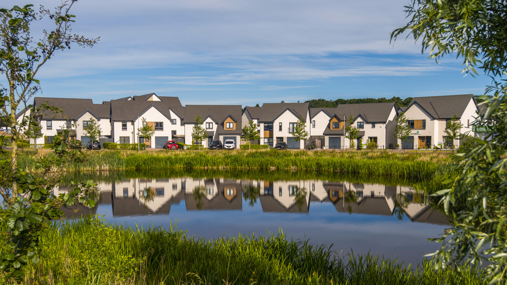 SUDs pond at Bertha Park Village, Perth.