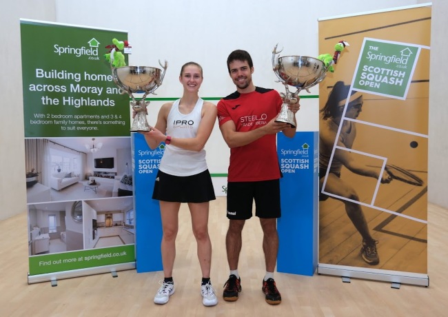 Springfield Scottish Squash Open winners, Grace Gear and Edmon Lopez.